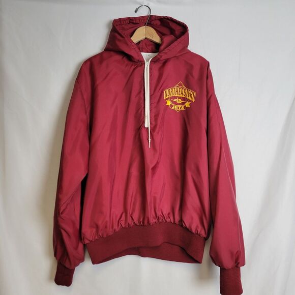 Vintage Gem Sportswear Northeastern Jets 1/4 Zip Jacket Mens XL Maroon Red USA - Picture 2 of 9